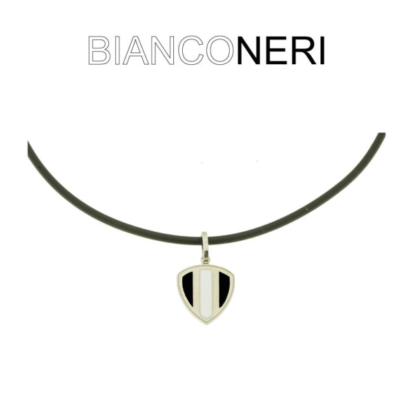Collana My Team Bianconero  cordone in caucciu' colore nero
